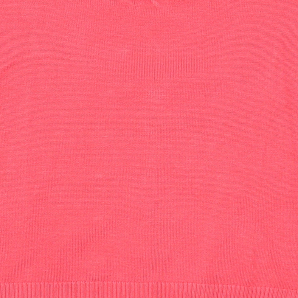 Initial Womens Pink Scoop Neck Viscose Cardigan Jumper Size M