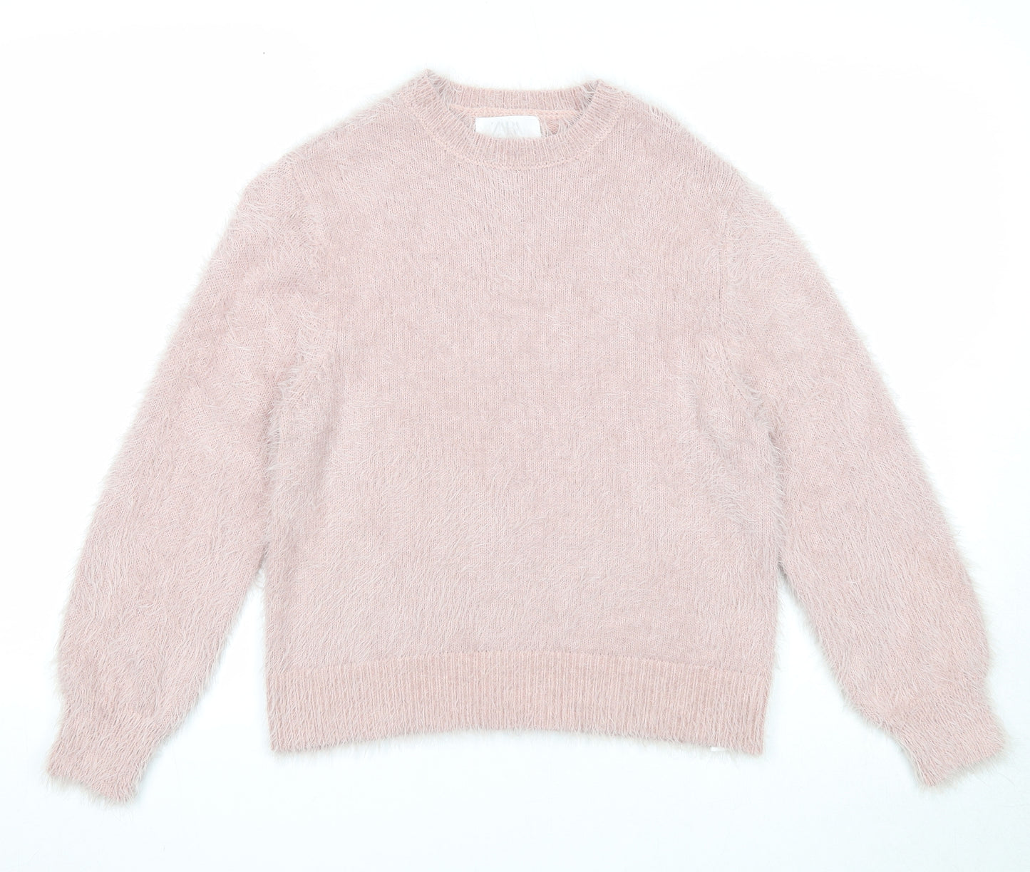 Zara Girls Pink Round Neck Nylon Pullover Jumper Size 11-12 Years Pullover