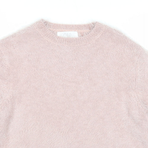 Zara Girls Pink Round Neck Nylon Pullover Jumper Size 11-12 Years Pullover