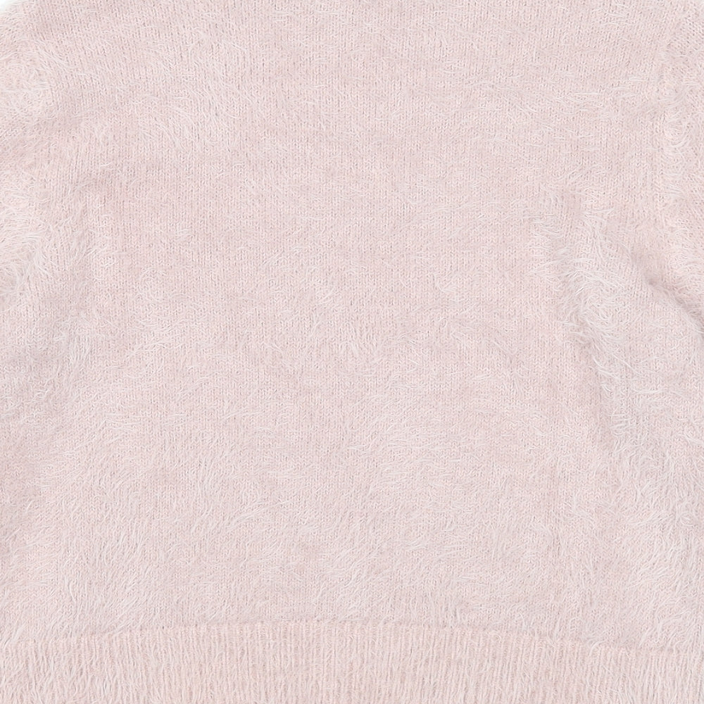 Zara Girls Pink Round Neck Nylon Pullover Jumper Size 11-12 Years Pullover