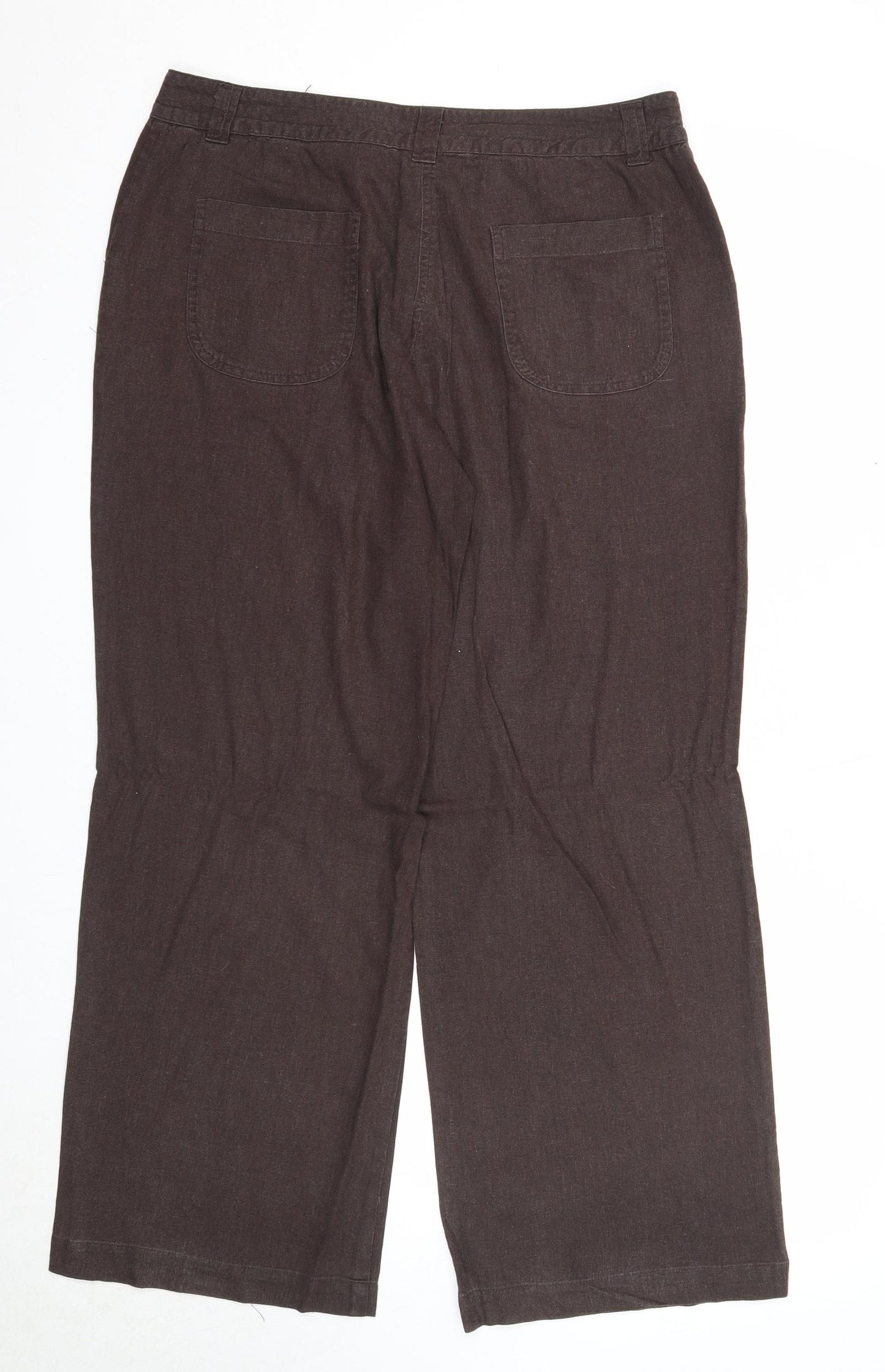 Ethel Austin Womens Brown Linen Trousers Size 14 Regular Zip