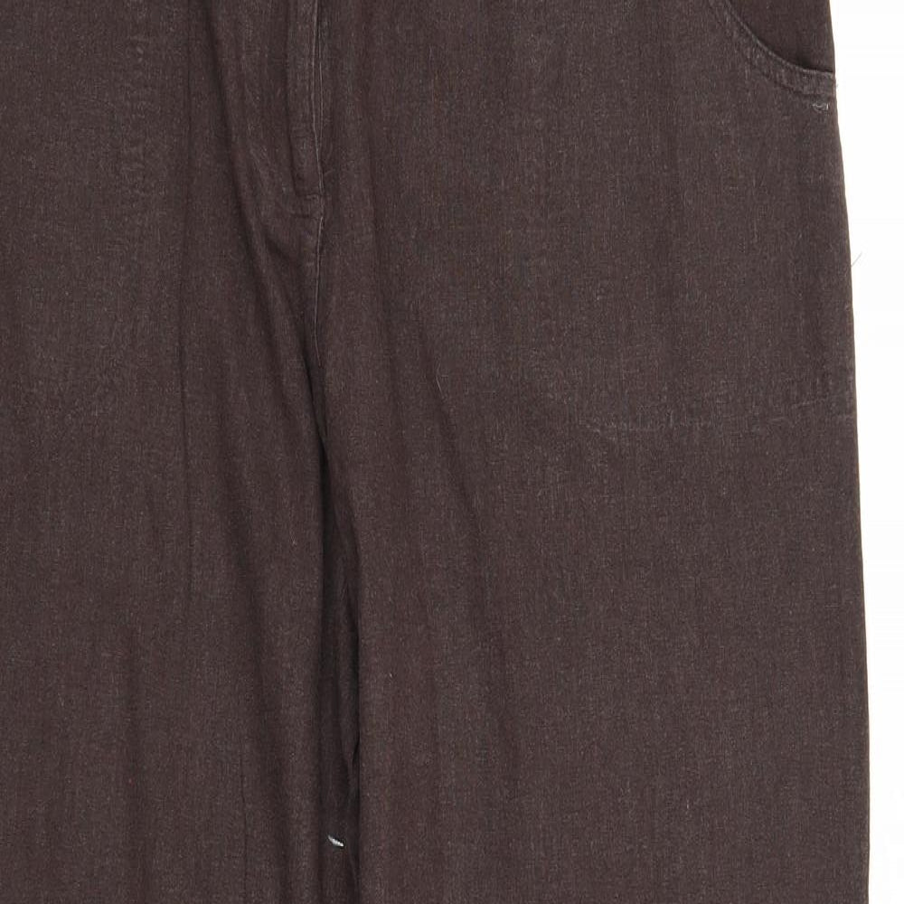 Ethel Austin Womens Brown Linen Trousers Size 14 Regular Zip