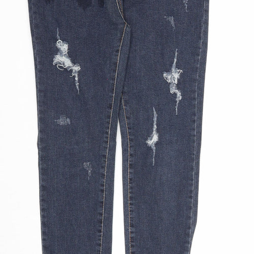 66 Girls Womens Blue Cotton Skinny Jeans Size L Regular Zip