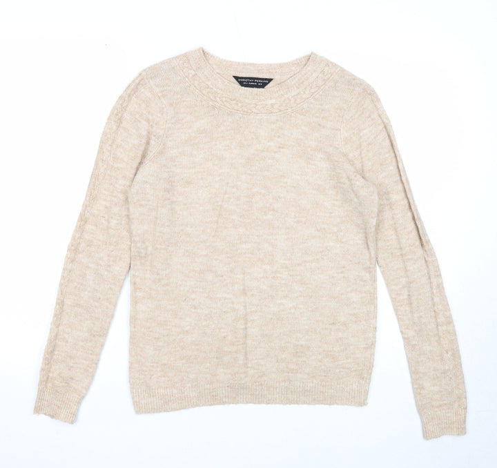 Dorothy Perkins Womens Beige Round Neck Acrylic Pullover Jumper Size 8