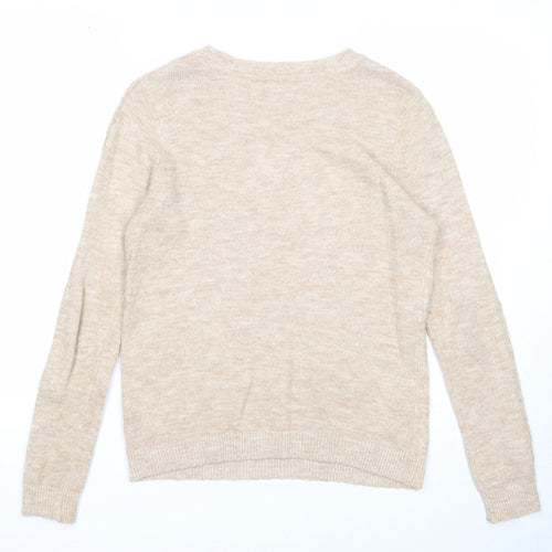 Dorothy Perkins Womens Beige Round Neck Acrylic Pullover Jumper Size 8