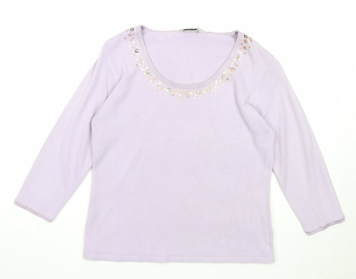 Tigi Womens Purple Scoop Neck Acrylic Pullover Jumper Size 10