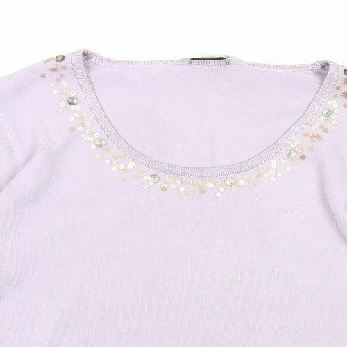 Tigi Womens Purple Scoop Neck Acrylic Pullover Jumper Size 10