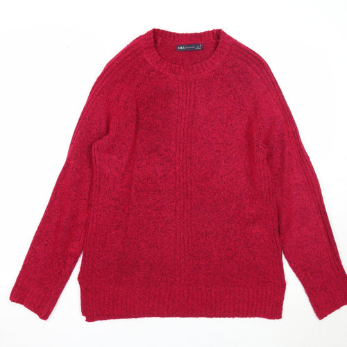 Marks and Spencer Womens Pink Round Neck Acrylic Pullover Jumper Size S