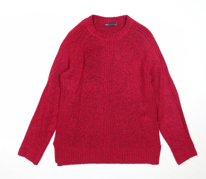Marks and Spencer Womens Pink Round Neck Acrylic Pullover Jumper Size S