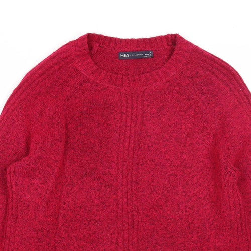 Marks and Spencer Womens Pink Round Neck Acrylic Pullover Jumper Size S