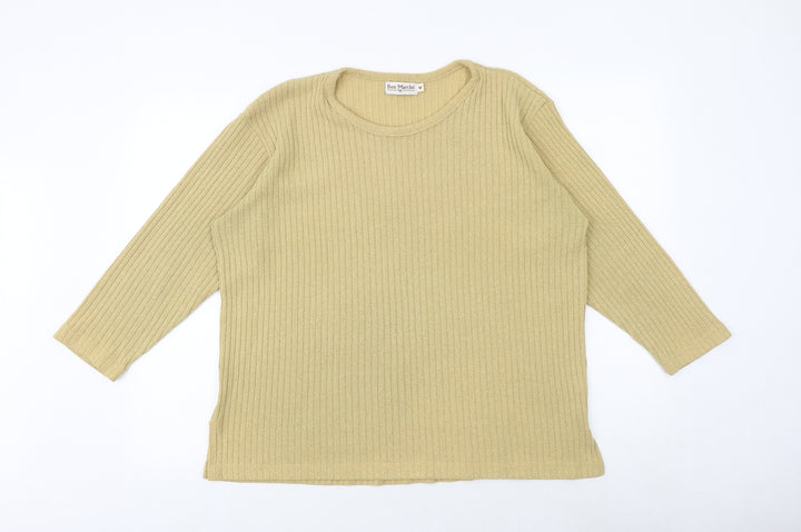 Bonmarché Womens Yellow Round Neck Polyester Pullover Jumper Size M