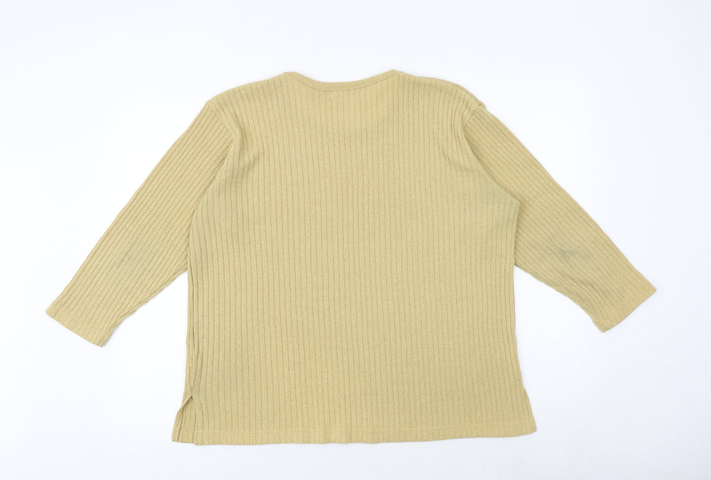 Bonmarché Womens Yellow Round Neck Polyester Pullover Jumper Size M