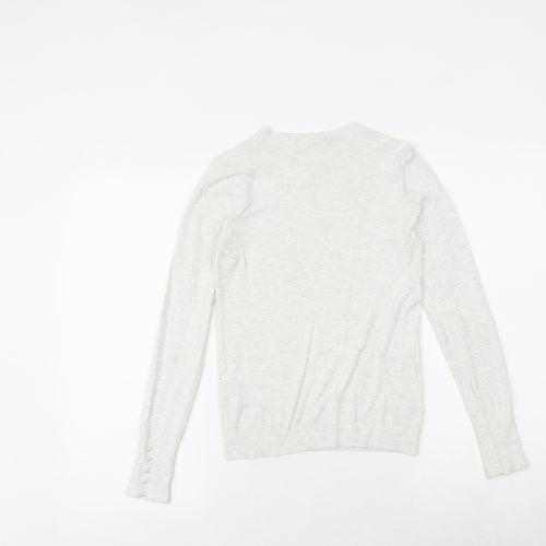 Zara Womens Grey Round Neck Viscose Pullover Jumper Size S