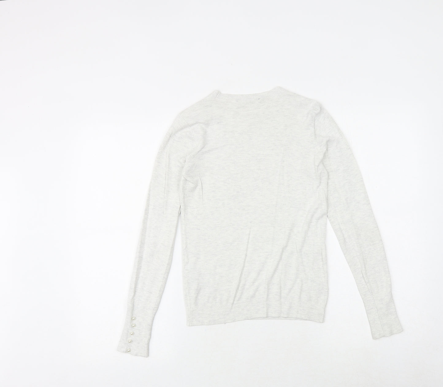 Zara Womens Grey Round Neck Viscose Pullover Jumper Size S
