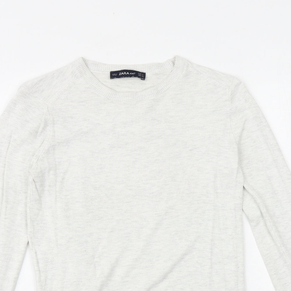 Zara Womens Grey Round Neck Viscose Pullover Jumper Size S