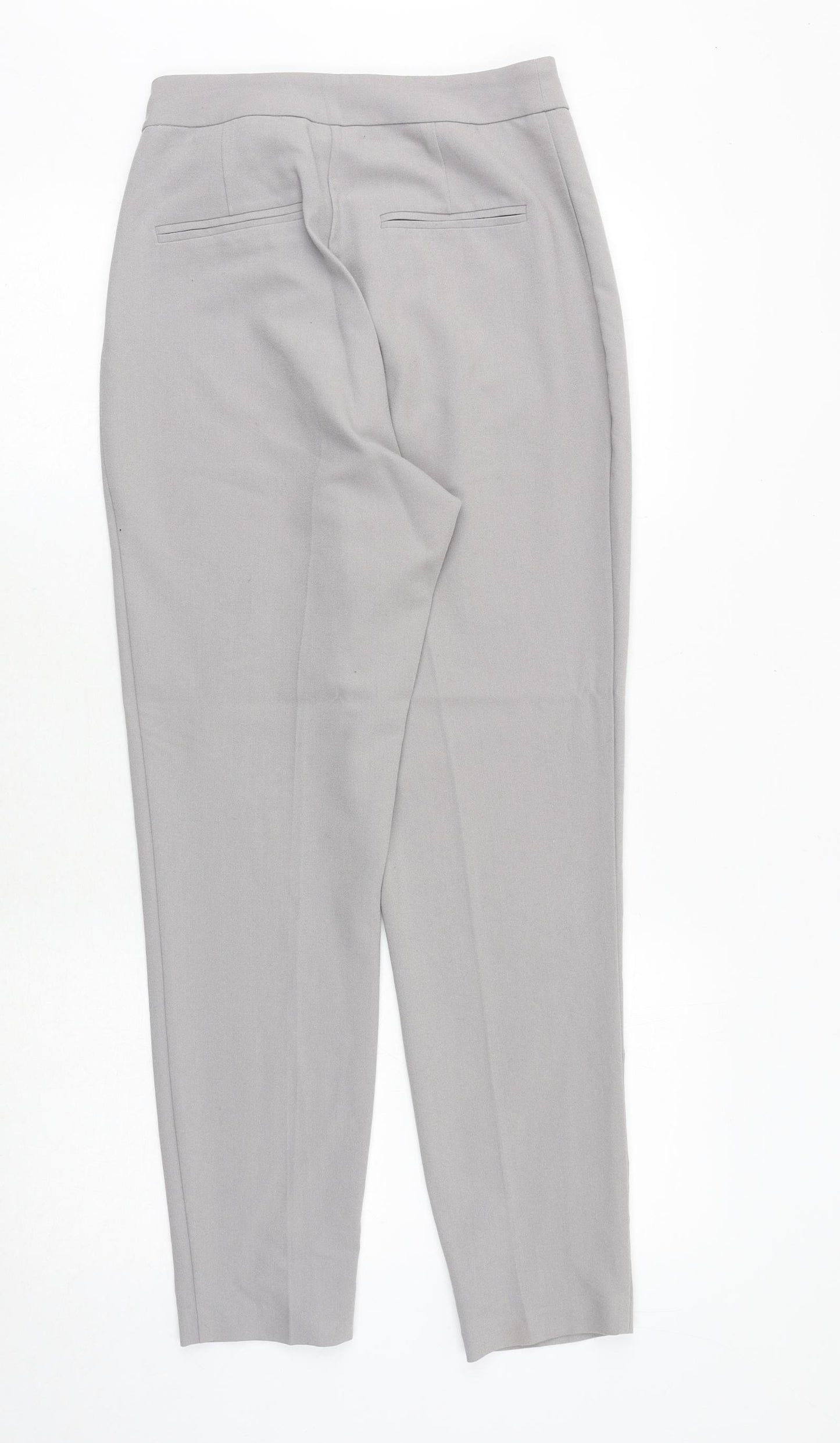 Missguided Womens Grey Polyester Chino Trousers Size 8 Regular Zip - Tie Waist