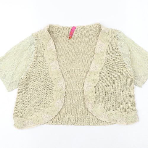 Marks and Spencer Womens Brown V-Neck Acrylic Cardigan Jumper Size S - Lace Details
