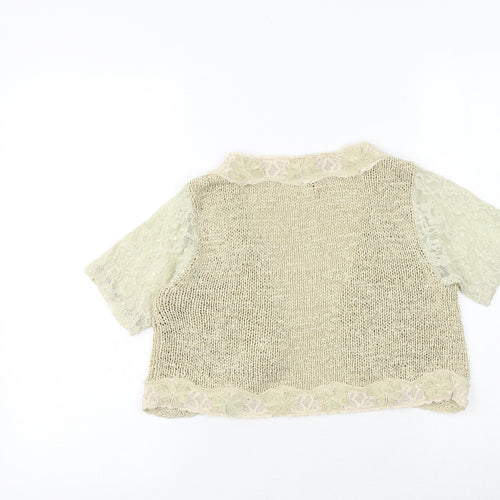 Marks and Spencer Womens Brown V-Neck Acrylic Cardigan Jumper Size S - Lace Details
