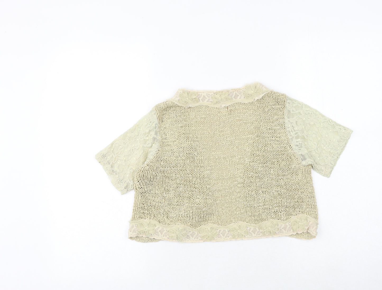 Marks and Spencer Womens Brown V-Neck Acrylic Cardigan Jumper Size S - Lace Details