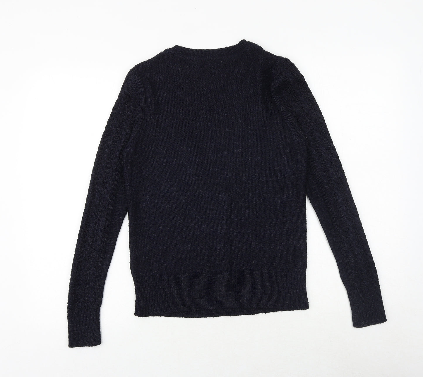 Mango Womens Blue Round Neck Viscose Pullover Jumper Size S