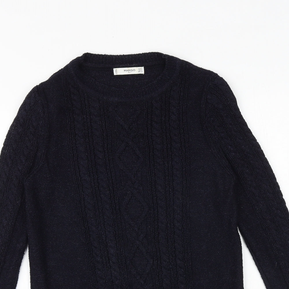 Mango Womens Blue Round Neck Viscose Pullover Jumper Size S