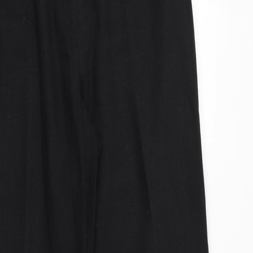 NEXT Womens Black Linen Dress Pants Trousers Size 12 Regular Zip - Contrast Stitching