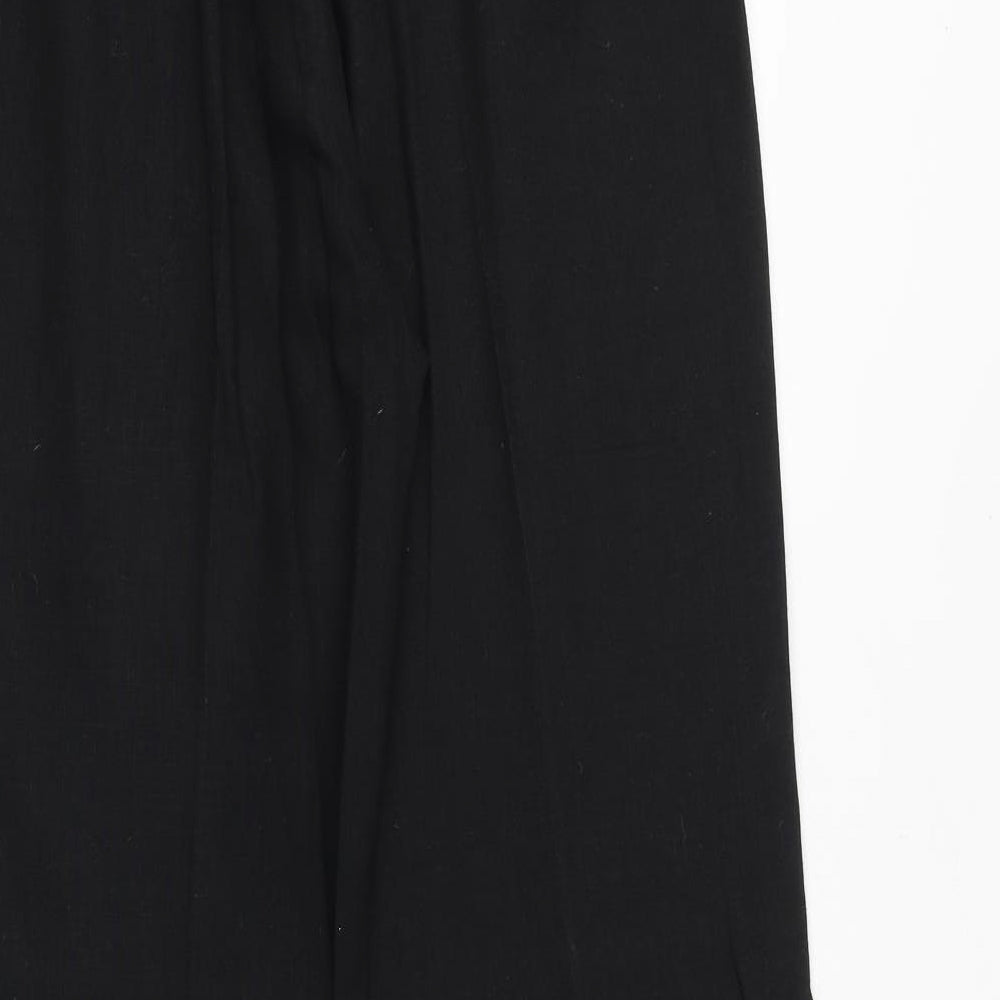 NEXT Womens Black Linen Dress Pants Trousers Size 12 Regular Zip - Contrast Stitching