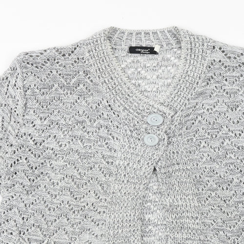 Glimpse Design Womens Grey V-Neck Acrylic Cardigan Jumper Size M - M/L