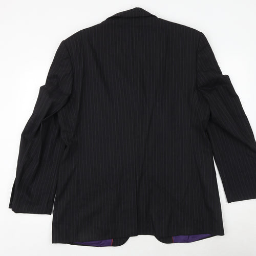 Burton Mens Black Striped Wool Jacket Suit Jacket Size 42 Regular