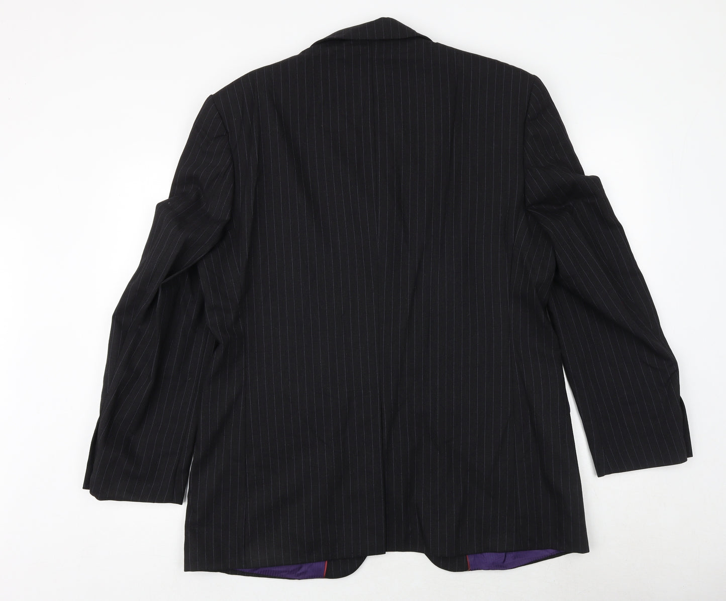 Burton Mens Black Striped Wool Jacket Suit Jacket Size 42 Regular