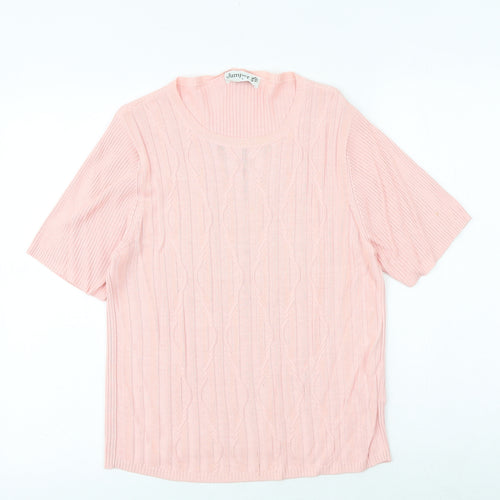 Jumper Womens Pink Round Neck Viscose Pullover Jumper Size S