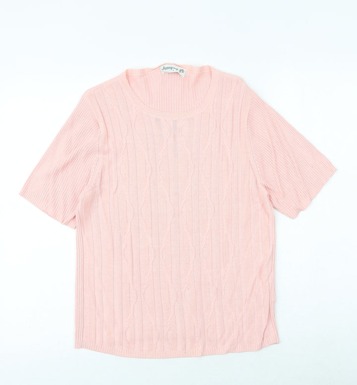 Jumper Womens Pink Round Neck Viscose Pullover Jumper Size S