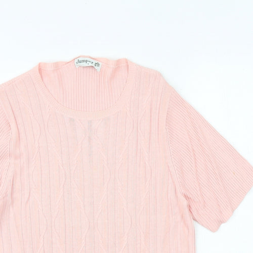 Jumper Womens Pink Round Neck Viscose Pullover Jumper Size S