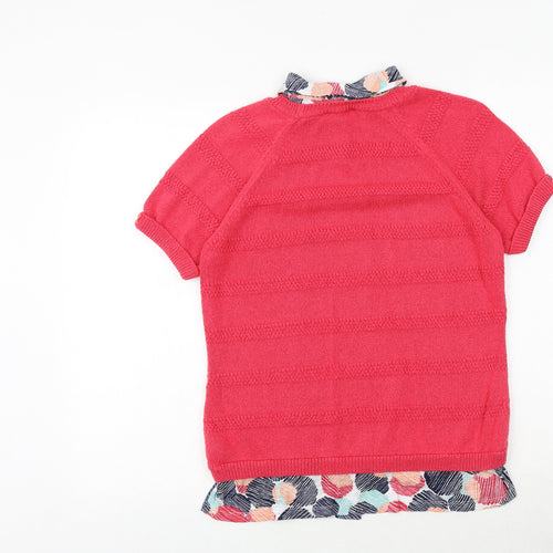Marks and Spencer Womens Pink Collared Geometric Acrylic Pullover Jumper Size 12