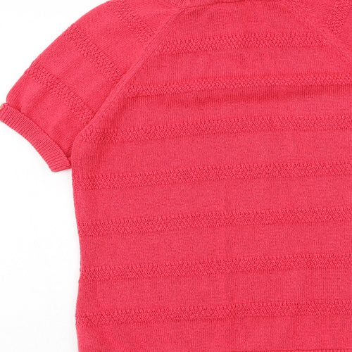 Marks and Spencer Womens Pink Collared Geometric Acrylic Pullover Jumper Size 12