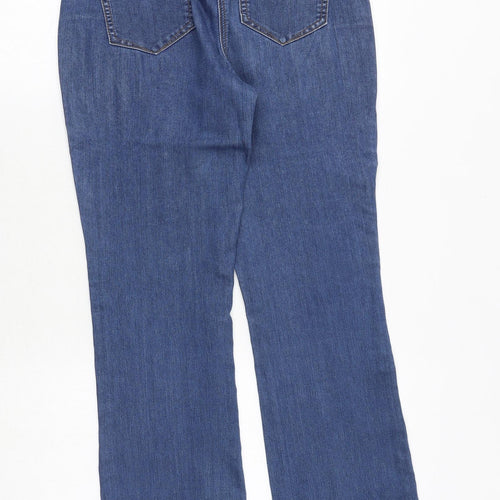 Bonmarché Womens Blue Cotton Bootcut Jeans Size 10 Regular Zip