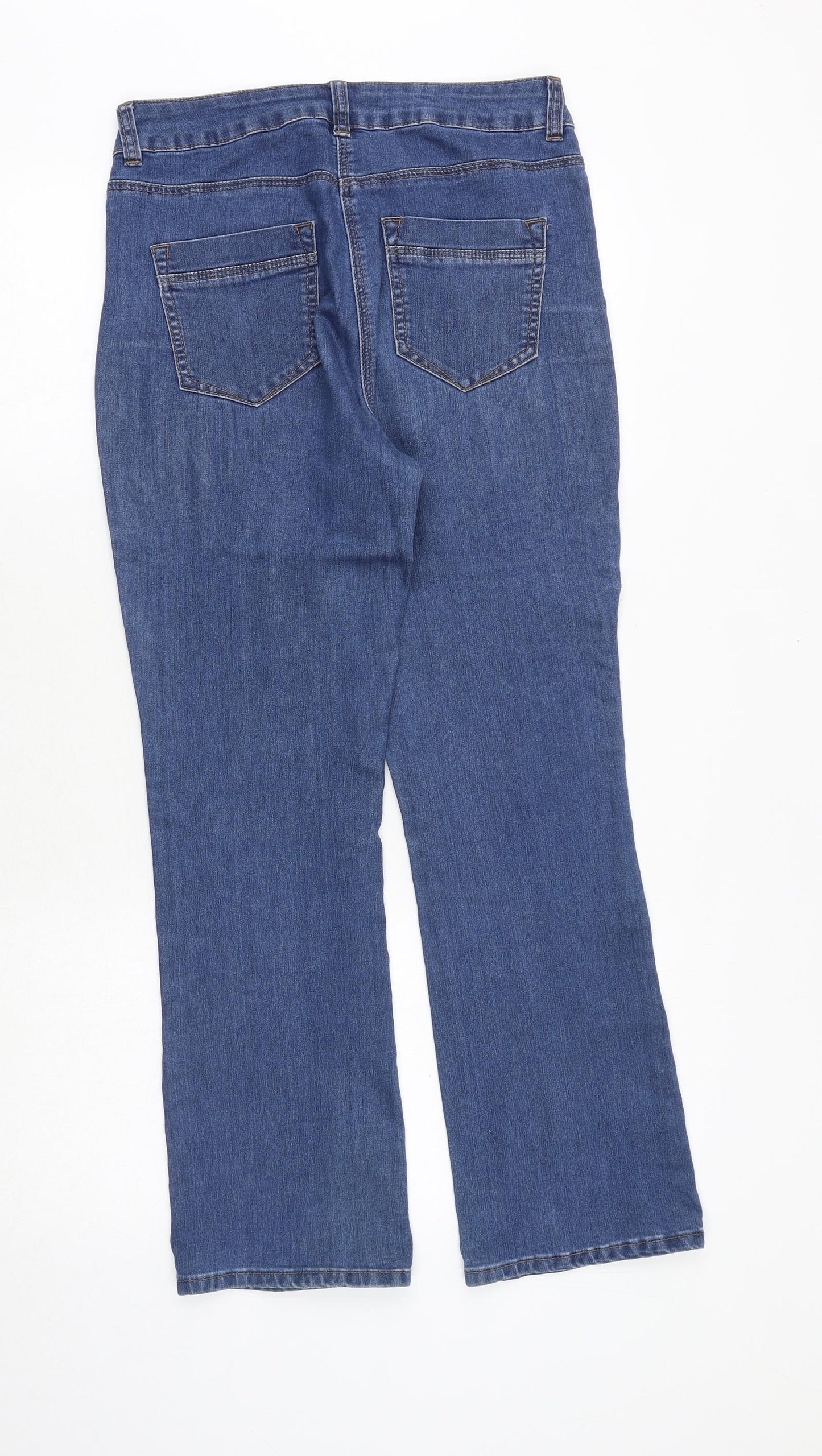 Bonmarché Womens Blue Cotton Bootcut Jeans Size 10 Regular Zip