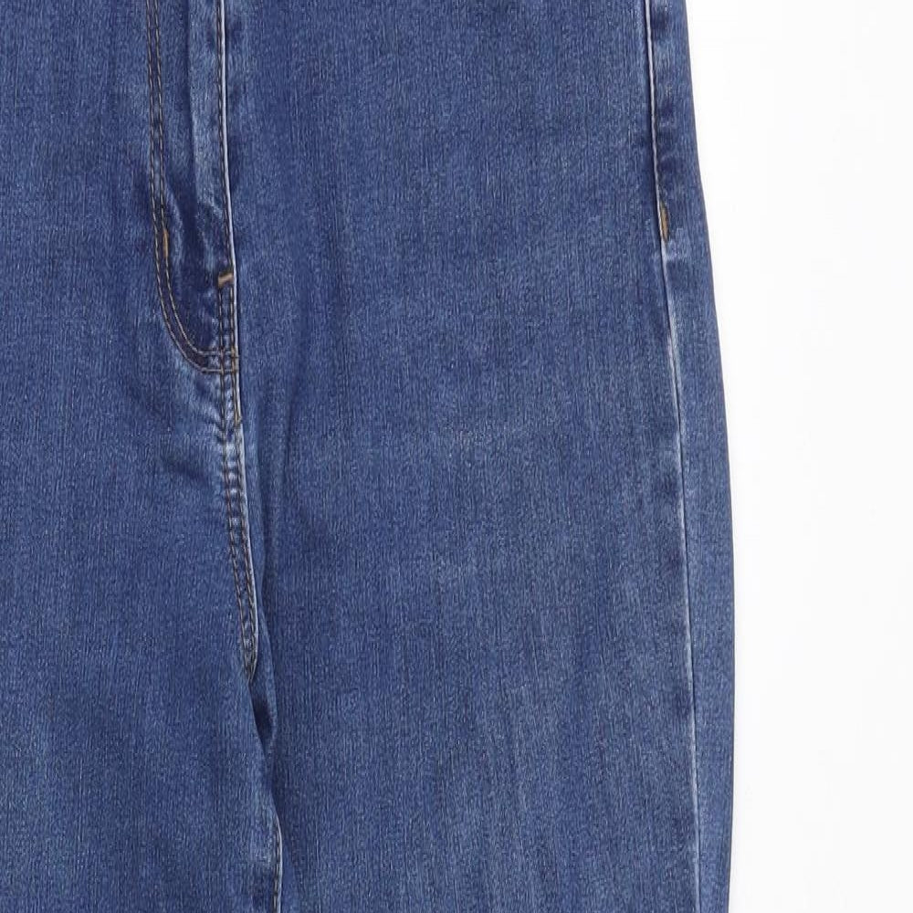 Bonmarché Womens Blue Cotton Bootcut Jeans Size 10 Regular Zip