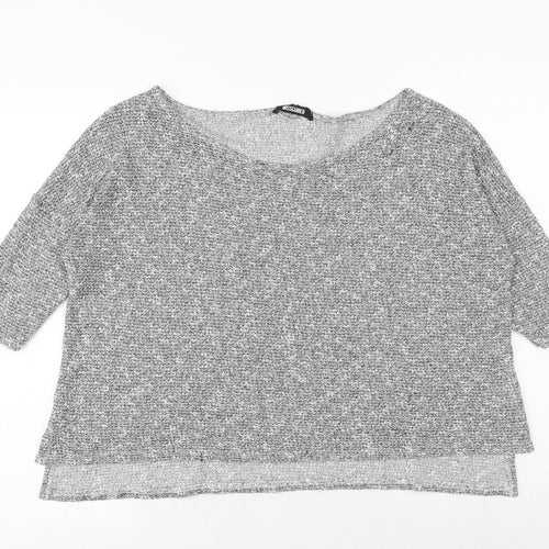 Missguided Womens Grey Polyester Basic T-Shirt Size L Round Neck