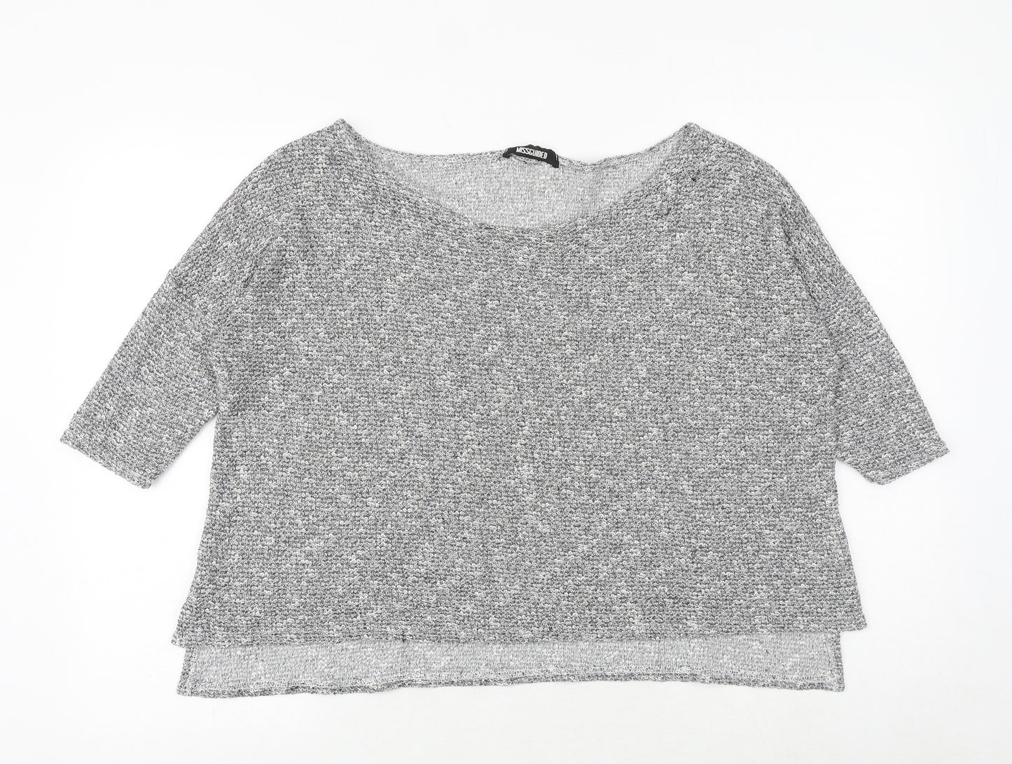 Missguided Womens Grey Polyester Basic T-Shirt Size L Round Neck