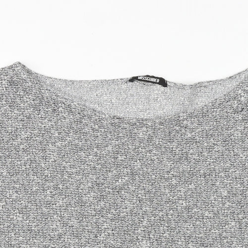 Missguided Womens Grey Polyester Basic T-Shirt Size L Round Neck