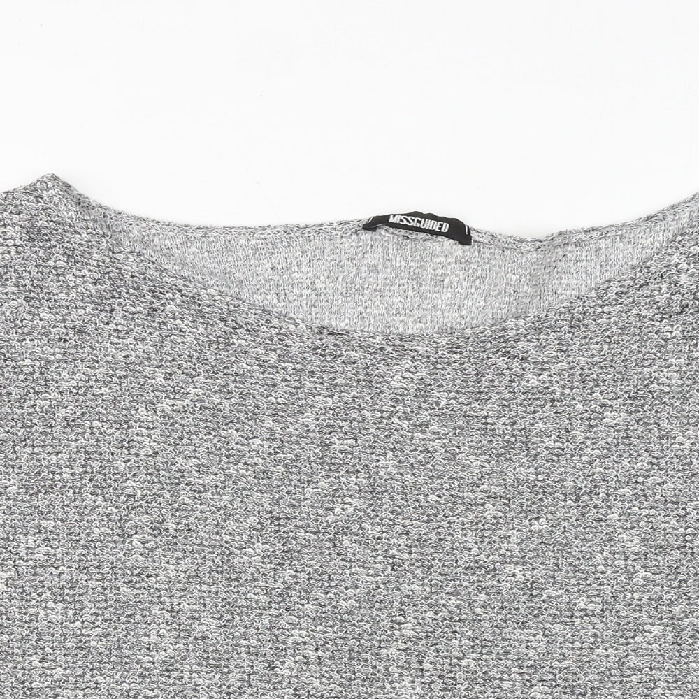 Missguided Womens Grey Polyester Basic T-Shirt Size L Round Neck