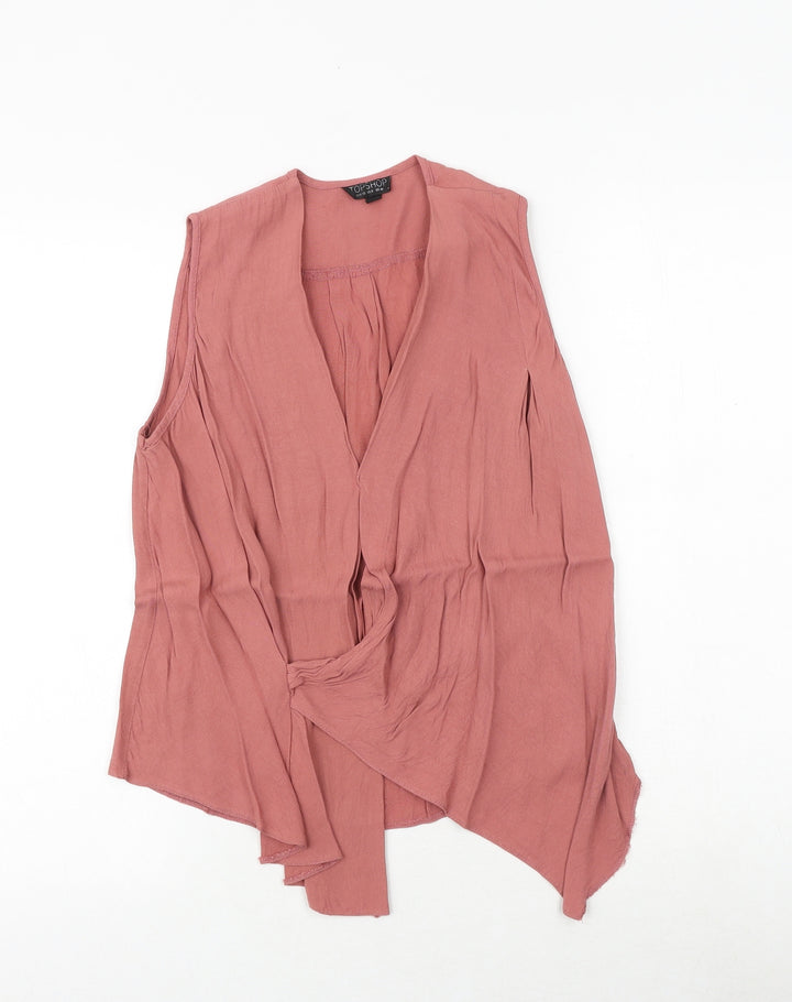 Topshop Womens Pink Viscose Kimono Blouse Size 10 V-Neck