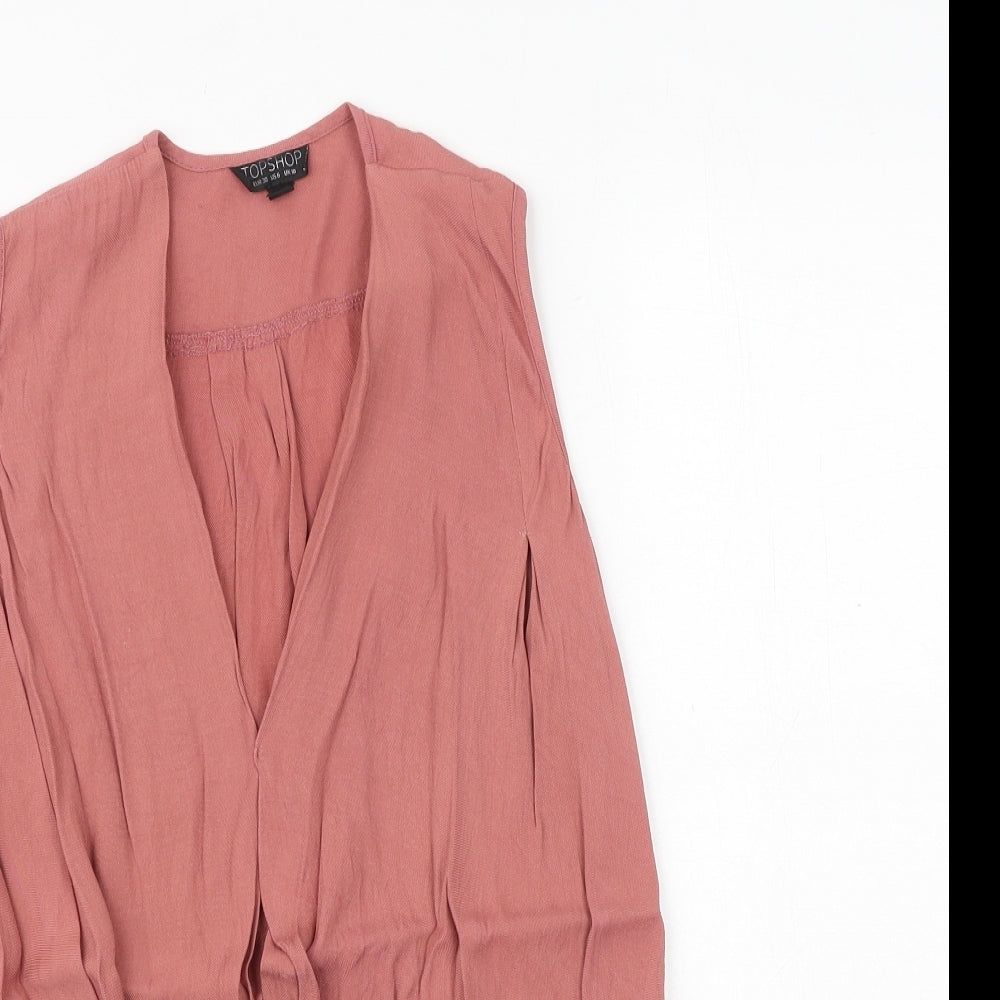 Topshop Womens Pink Viscose Kimono Blouse Size 10 V-Neck