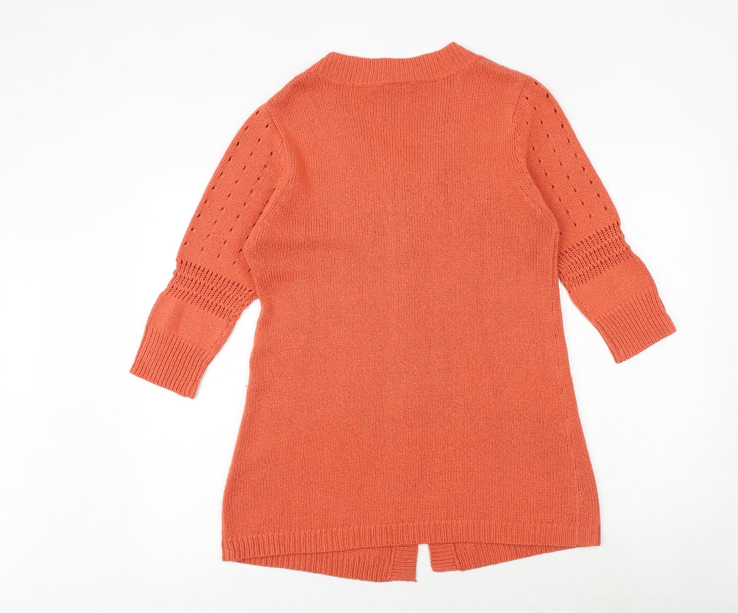 Wardrobe Womens Orange Round Neck Acrylic Cardigan Jumper Size 12