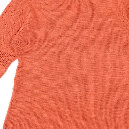 Wardrobe Womens Orange Round Neck Acrylic Cardigan Jumper Size 12