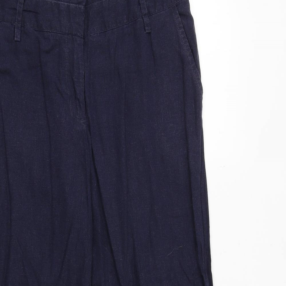 Dorothy Perkins Womens Blue Linen Trousers Size 10 Regular Zip