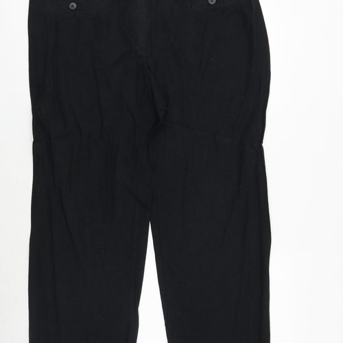 Marks and Spencer Womens Black Polyester Trousers Size 40 in Regular Zip