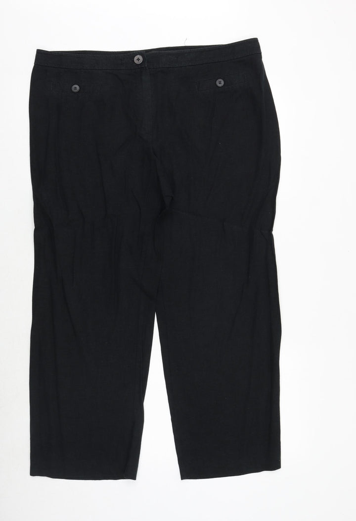 Marks and Spencer Womens Black Polyester Trousers Size 40 in Regular Zip