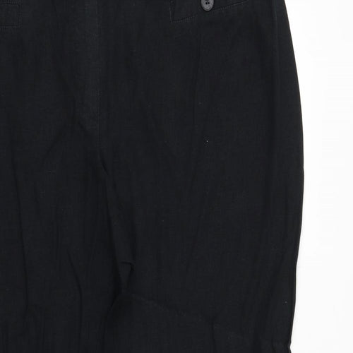 Marks and Spencer Womens Black Polyester Trousers Size 40 in Regular Zip
